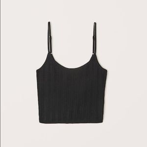 Abercrombie & Fitch Skinny Strap Ribbed Cropped Tank